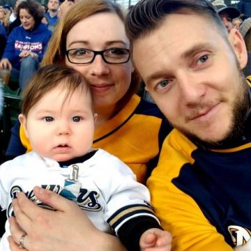Stephanie's family at the Brewer's game